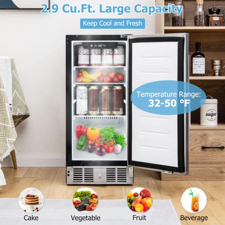 Costway Compact Refrigerator with Adjustable Thermostat and Stainless Steel Door