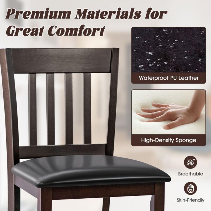 Hivvago 25 Inches Set of 2 Bar Stools with Rubber Wood Legs