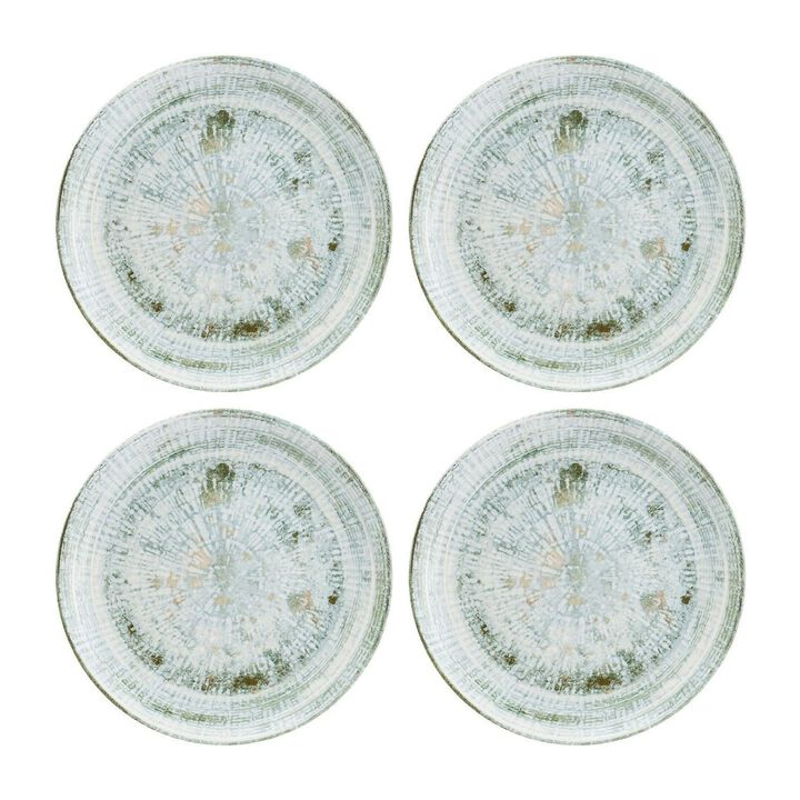Odette dia.9" Round Decorated Porcelain Plate (Set of 4)