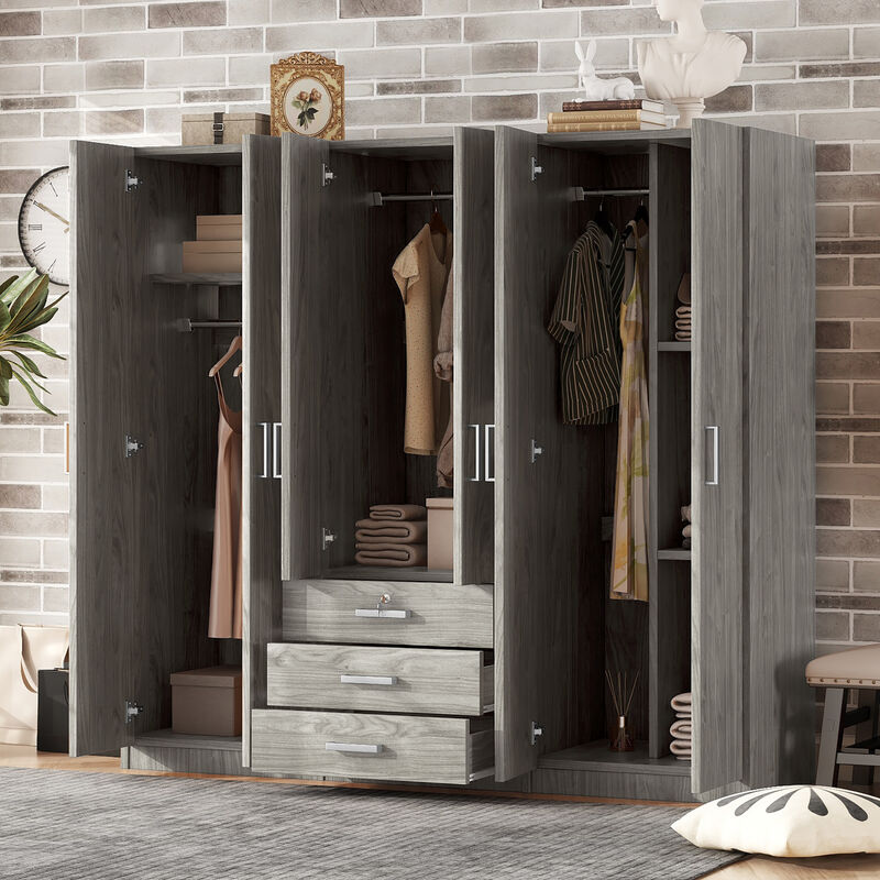 Merax 6-Doors Wooden Wardrobe Storage for Bedroom