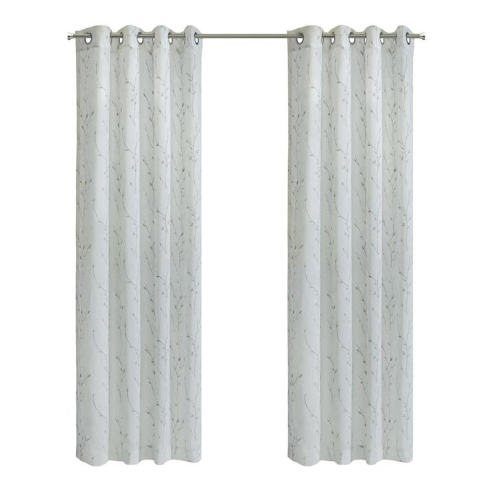 Habitat Ivy Light Filtering Grommet Botanical Motif Print Curtain Panel for Livingroom 52" x 84" White