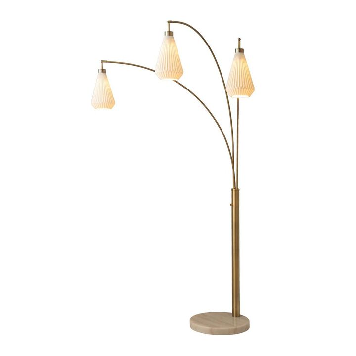 NOVA OF CALIFORNIA Concord Bone Porcelain Shade 3 Light Arc Floor Lamp - 85