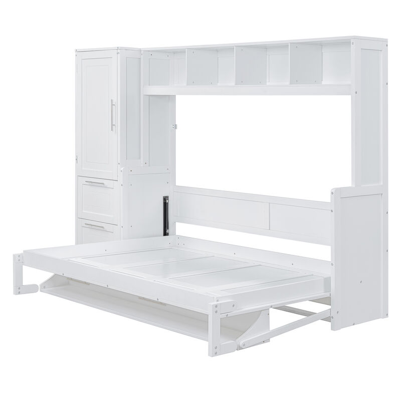 Merax Murphy Bed Wall Bed with Closet and Drawers