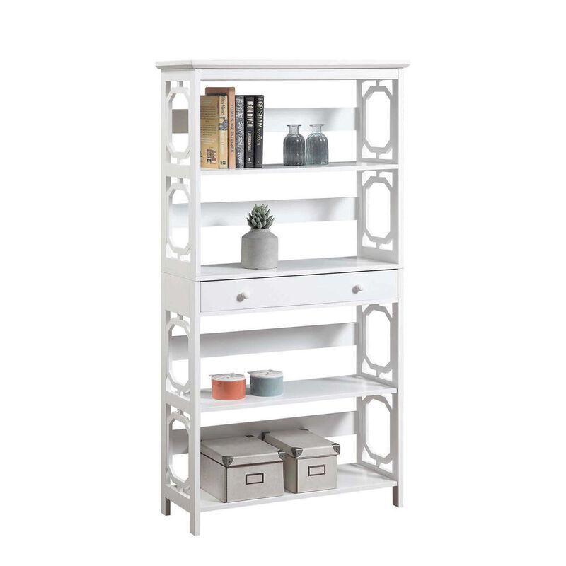 Convenience Concepts Omega 5 Tier Bookcase with Drawer, White