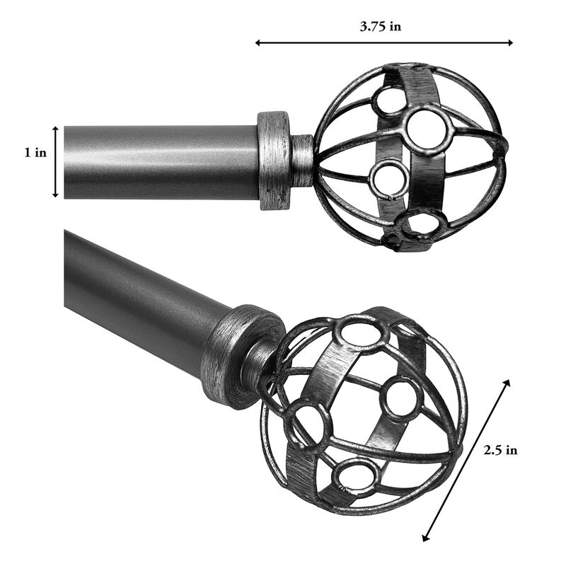 Esencial Atlas Curtain Rod Set, Adjustable Length From 36" to 72"