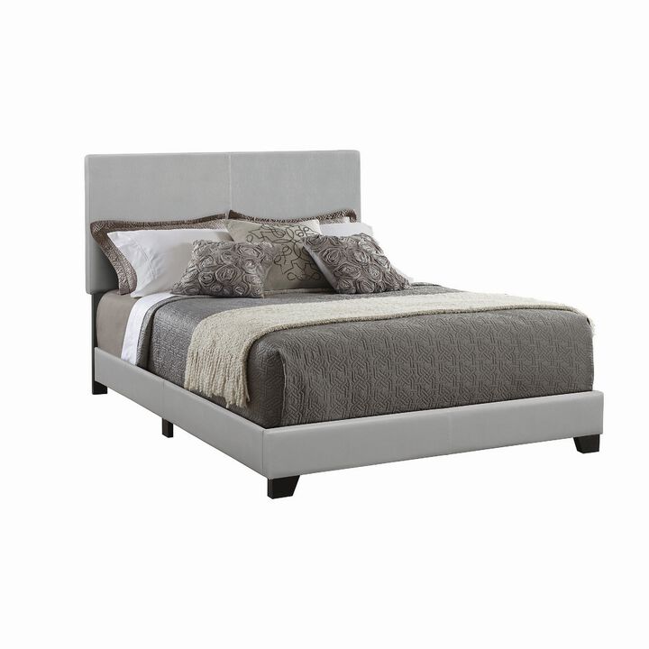 Leather Upholstered California King Size Platform Bed, Gray-Benzara