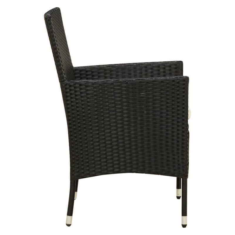 vidaXL Patio Chairs with Cushions 2 pcs Poly Rattan Black