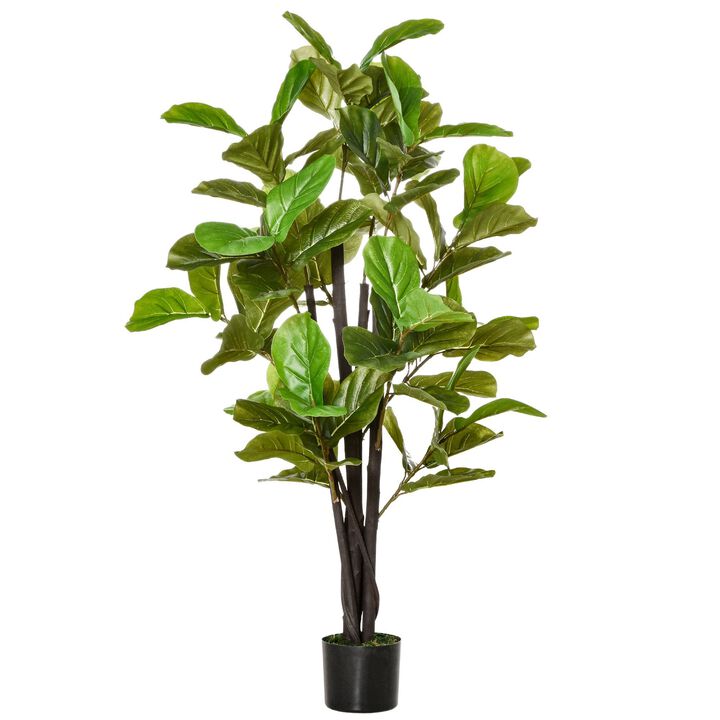 Lifelike Greenery: 4.5ft Faux Fiddle Leaf Fig Tree in Nursery Pot