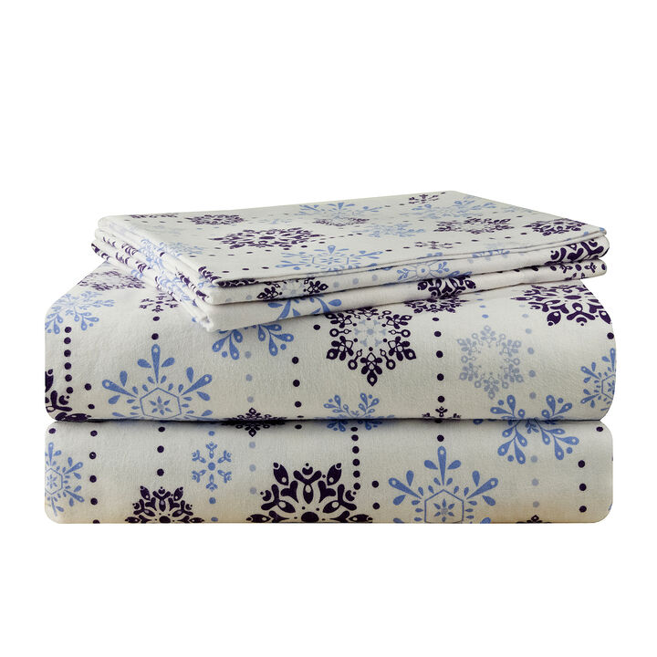 Pointehaven Super Heavy Weight 200 GSM 100% Soft Cotton Jensen Printed Flannel Deep Pocket 3 pc Sheet Set, Twin Extra Long