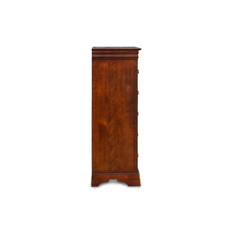 New Classic Furniture Versailles Solid Wood 5-Drawer Lift Top Chest in Bordeaux Cherry