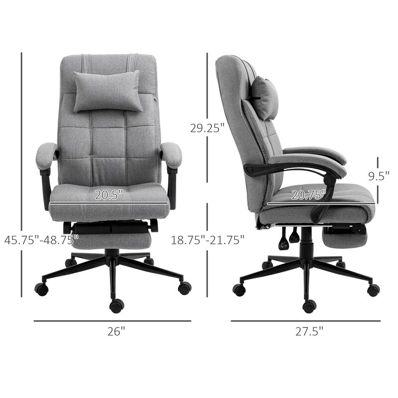 Light Gray Work Relaxation: Recliner Office Chair with Lumbar Support