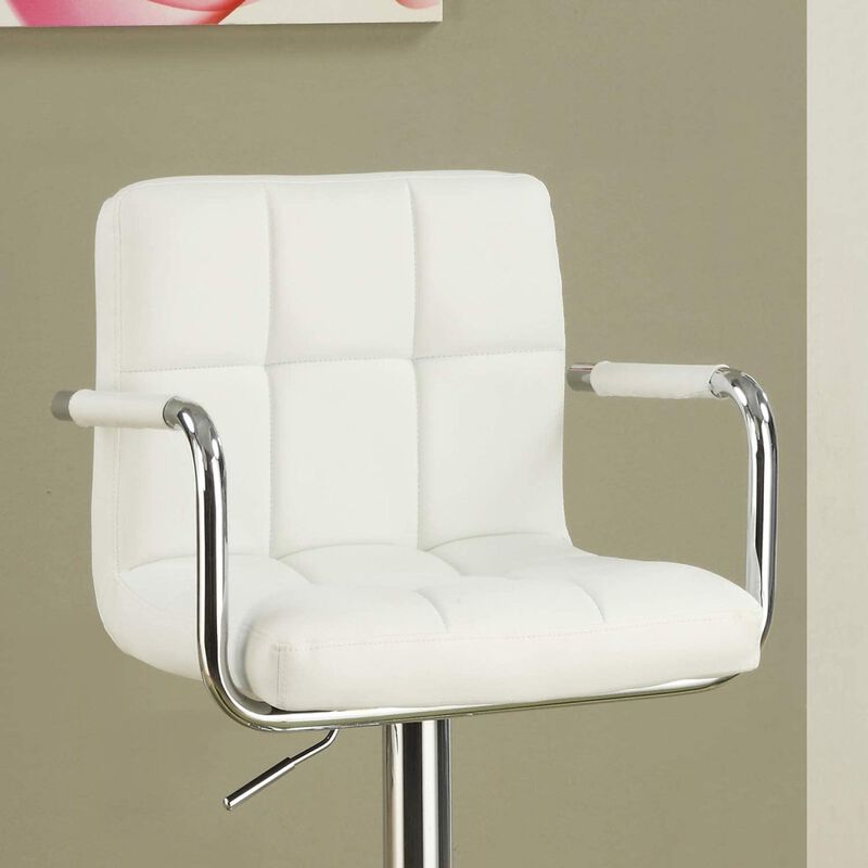 Set of 2 White Faux Leather Barstool Chairs