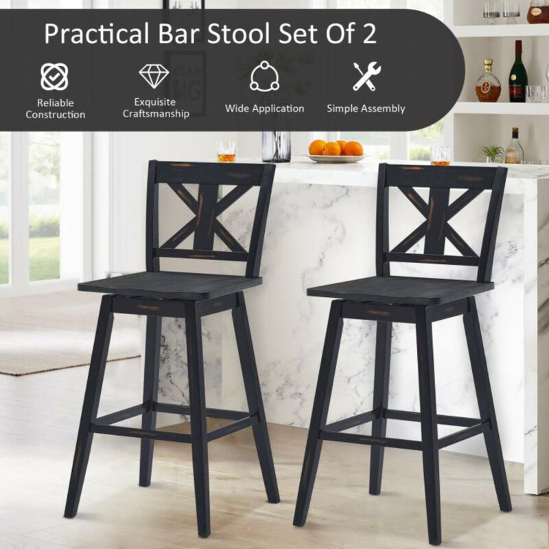Hivvago Set of 2 360-Degree Swivel Bar Stools for Home Restaurant