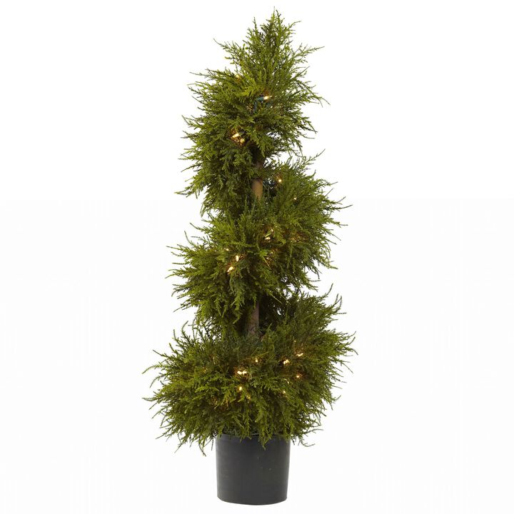 Hivvago 43 Inches Cedar Spiral Topiary w/Lights