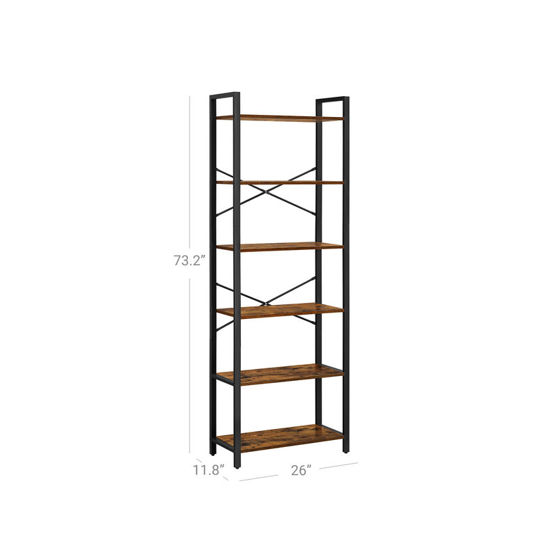 Spacious 6-Tier Bookshelf: Home Office Bookcase and Storage Rack for Organized Workspaces