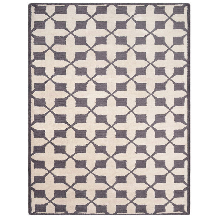 RUGSOTIC CARPETS HAND TUFTED WOOL ECO-FRIENDLY AREA RUGS  - 9'x12', Rectangle Shape, Beige & Black, Geometric Modern Design, High Pile Handmade Area Rugs for Living Room, Bed Room (K00301)