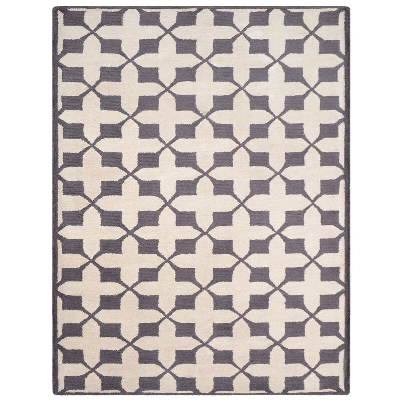 RUGSOTIC CARPETS HAND TUFTED WOOL ECO-FRIENDLY AREA RUGS  - 9'x12', Rectangle Shape, Beige & Black, Geometric Modern Design, High Pile Handmade Area Rugs for Living Room, Bed Room (K00301)