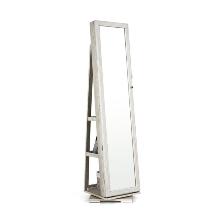 Hivvago 360Â° Rotatable 2-in-1 Lockable Jewelry Cabinet with Full-Length Mirror
