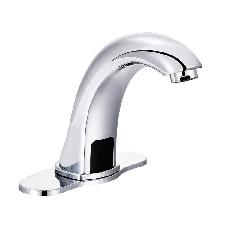 Mondawe Single Hole Touchless Bathroom Sink Faucet Sensor Basin Faucet with Deck Plate