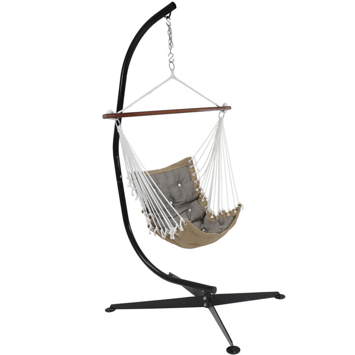 Sunnydaze Polyester Tufted Victoria Hammock Chair with Steel C-Stand