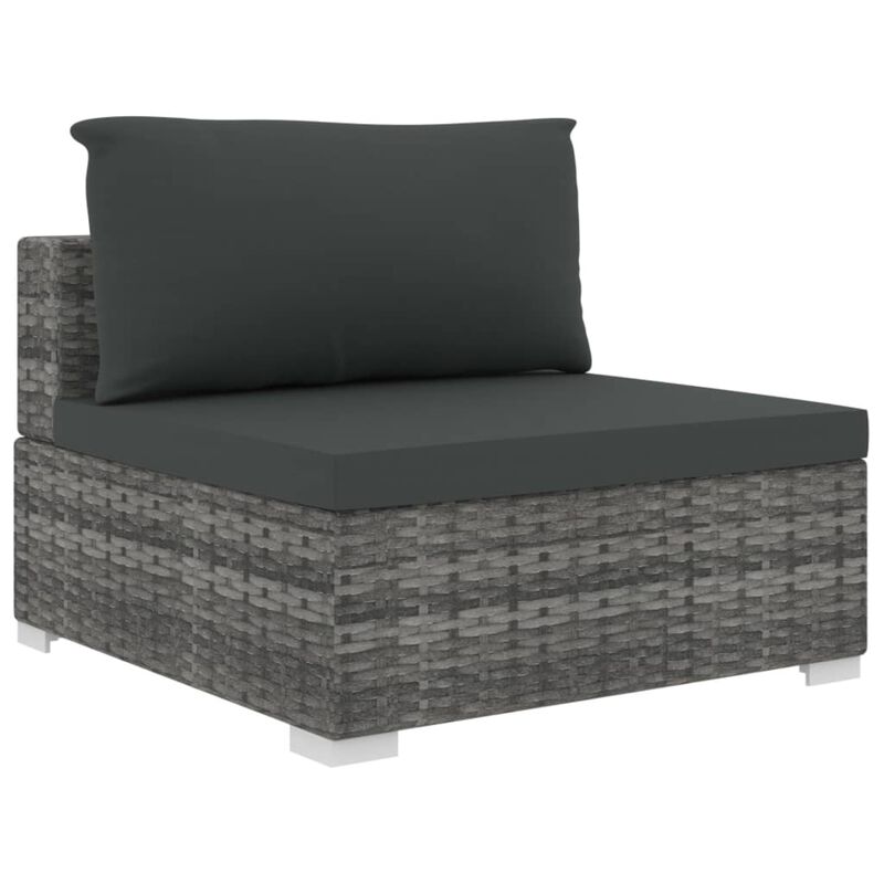 vidaXL 8 Piece Garden Lounge Set with Cushions Poly Rattan Gray
