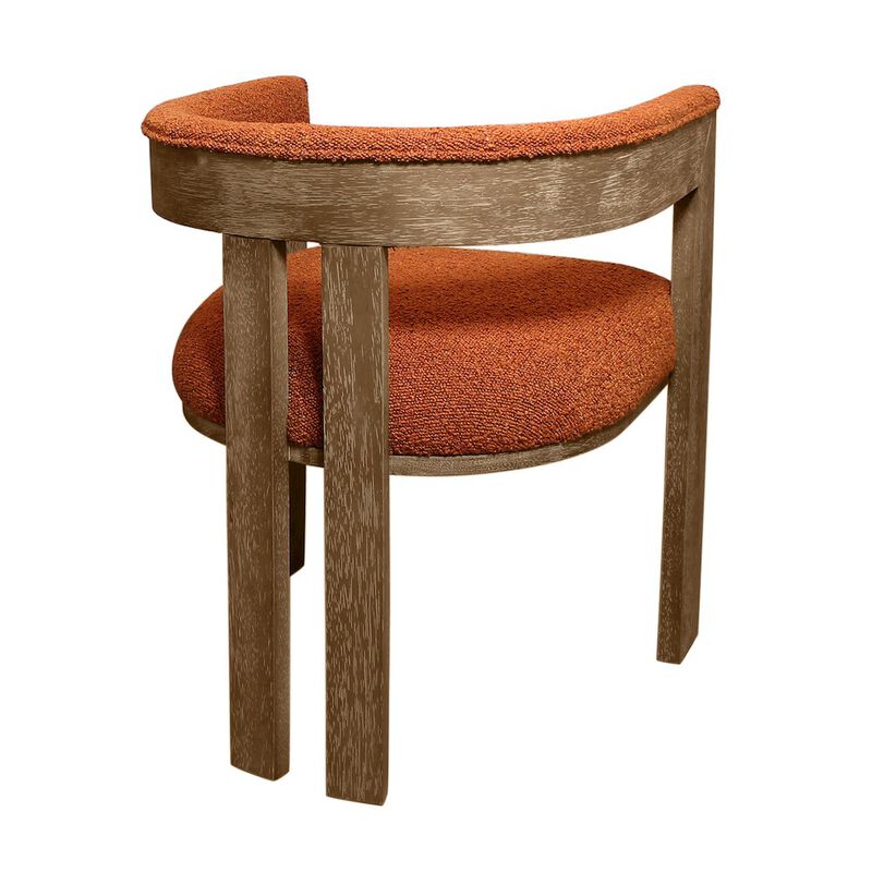 Trish Solid Wood Dining Arm Chair with Gray Boucle Fabric and Down-Filled Seat