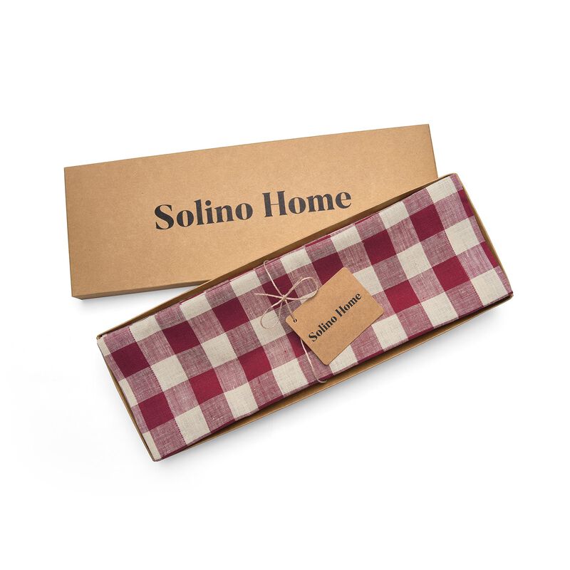 Solino Home 100% Pure Linen Placemats 14 x 19 Inch Set of 4 | Morgan Check