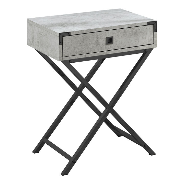 Monarch Specialties I 3552 Accent Table, Side, End, Nightstand, Lamp, Storage Drawer, Living Room, Bedroom, Metal, Laminate, Grey, Black, Contemporary, Modern