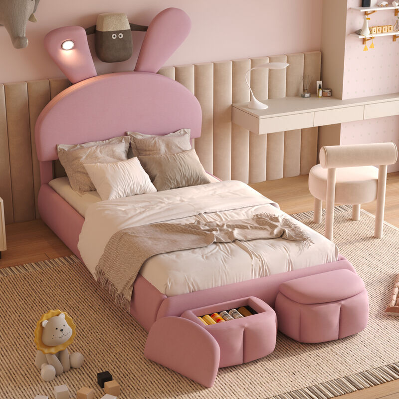 Merax Kids Rabbit Platform Bed with Ears