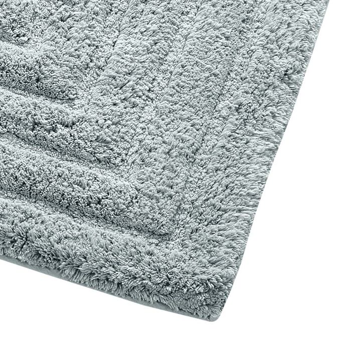 Knightsbridge Stylish And Comfortable All Season Traditional Racetrack Design Cotton Bath Rug 17" X 24" Light Blue