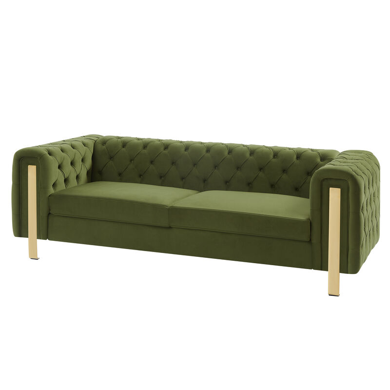 Merax 3-seat Velvet Sofa with Tufted Back and Arm