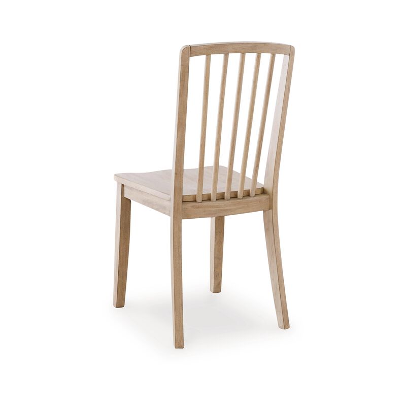 Glim Dining Side Chair Set of 2, Brown Hardwood Seat w Slatted Back - Benzara