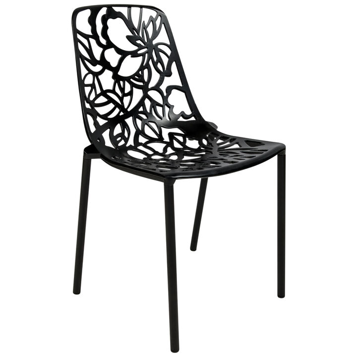 LeisureMod Devon Modern Indoor Outdoor Aluminum Dining Chair in Khaki Green