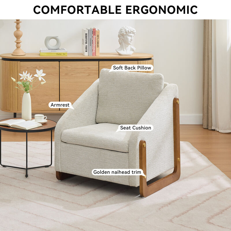 Merax Modern Upholstered Chenille Armchair Accent Leisure Chair