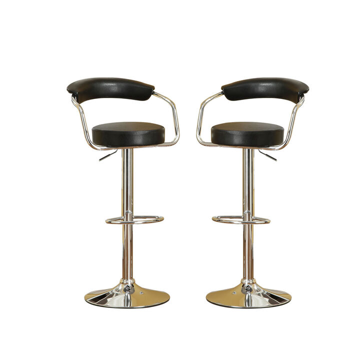 Set Of 2 Black Faux Leather Bar Stools