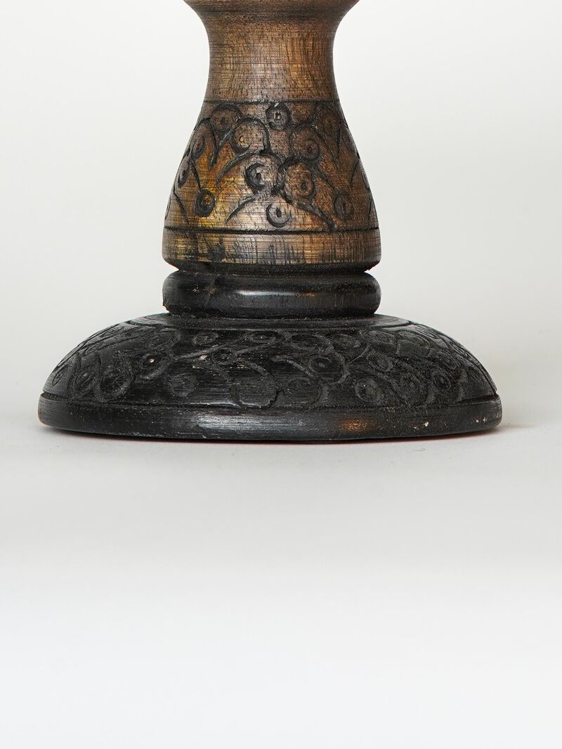Traditional Black Wash Eco-friendly Handmade Mango Wood Set Of Three 9",12" & 15" Pillar Candle Holder