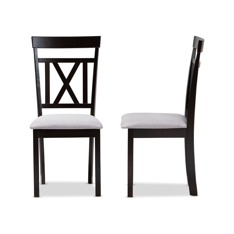 Baxton Studio Rosie Modern Grey Fabric Upholstered Dining Chairs Set of 2