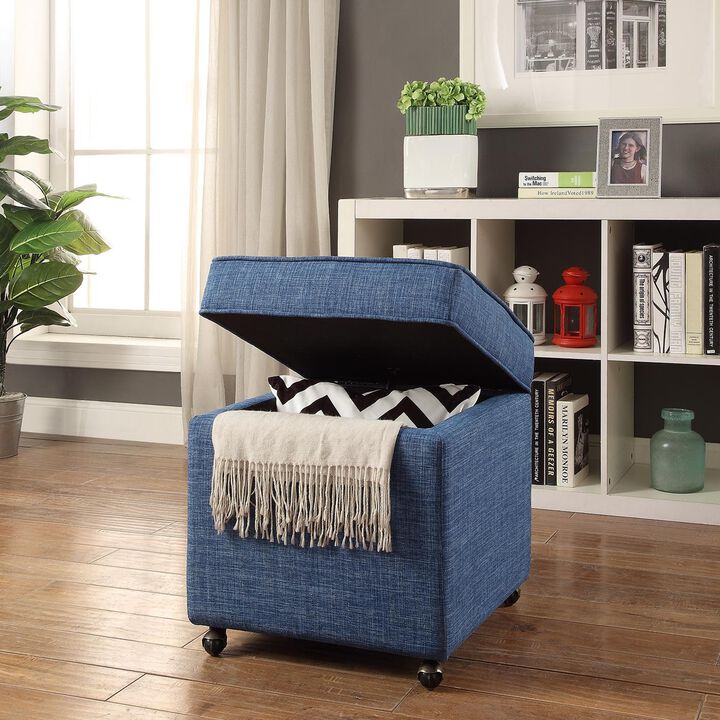 Inspired Home Francis Linen Ottoman