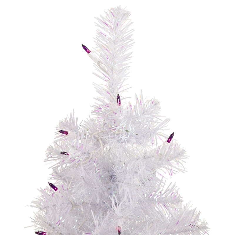 2' Pre-lit Rockport White Pine Artificial Christmas Tree  Purple Lights