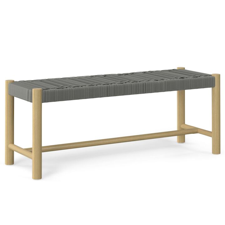 Simpli Home Dahlia Solid Acacia Wood Outdoor Indoor Bench In Grey