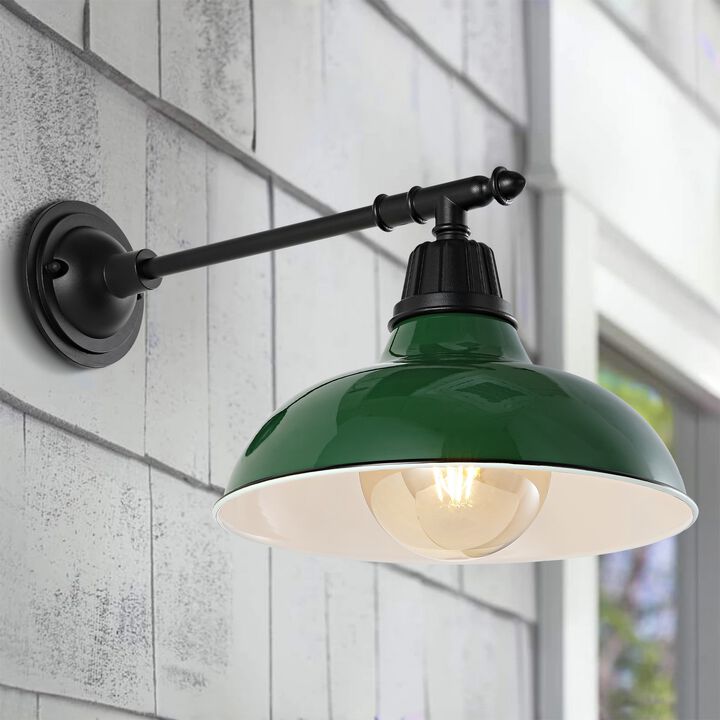 Wallace Farmhouse Industrial Indoor/Outdoor Iron LED Victorian Arm Outdoor Sconce