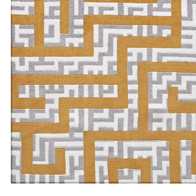 Nahia Geometric Maze 8x10 Area Rug - Ivory, Light Gray and Banana Yellow