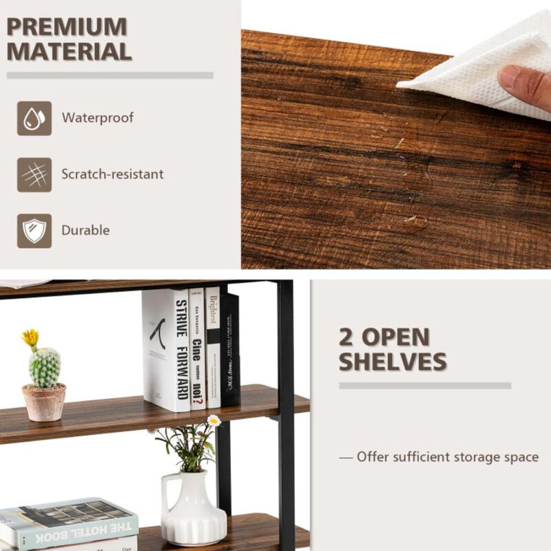 Hivvago 360° Free Rotating Sofa Side Table with Storage Shelves and Casters