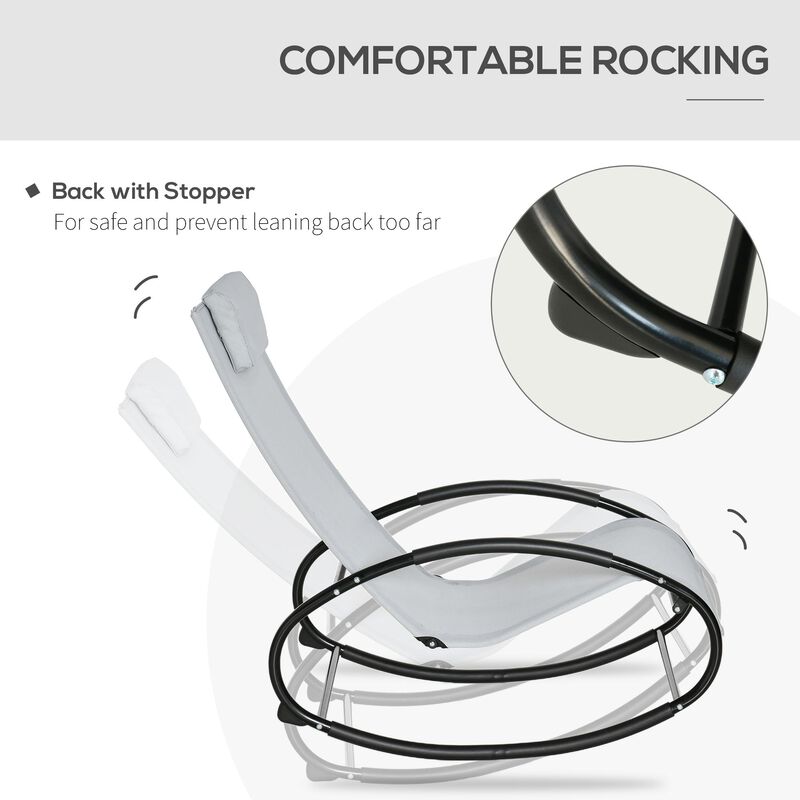 Grey Patio Comfort: Rocking Chaise Lounger with Headrest