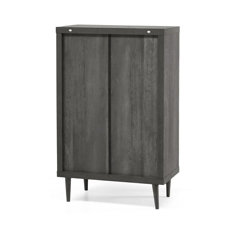 Minie Tall Dresser Chest, 5 Drawers, Rubberwood Legs, Modern Gray - Benzara