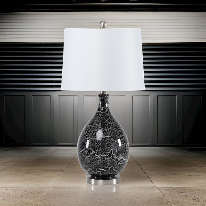 Lux Lighting Quinn 28 Grey-Silver Glass Table Lamp, (Set of 2)