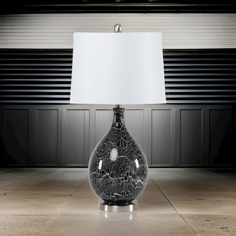 Lux Lighting Quinn 28 Grey-Silver Glass Table Lamp, (Set of 2)