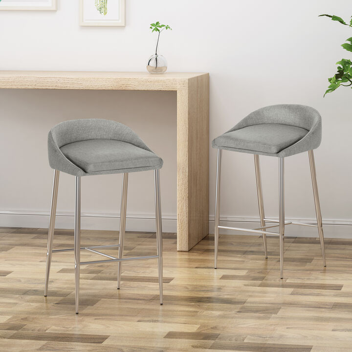 Modern Upholstered Counter Stools with Chrome Base (Set of 2)