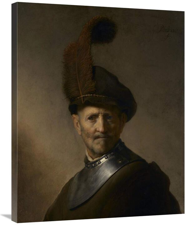 An Old Man in Military Costume-Canvas Art-28x35