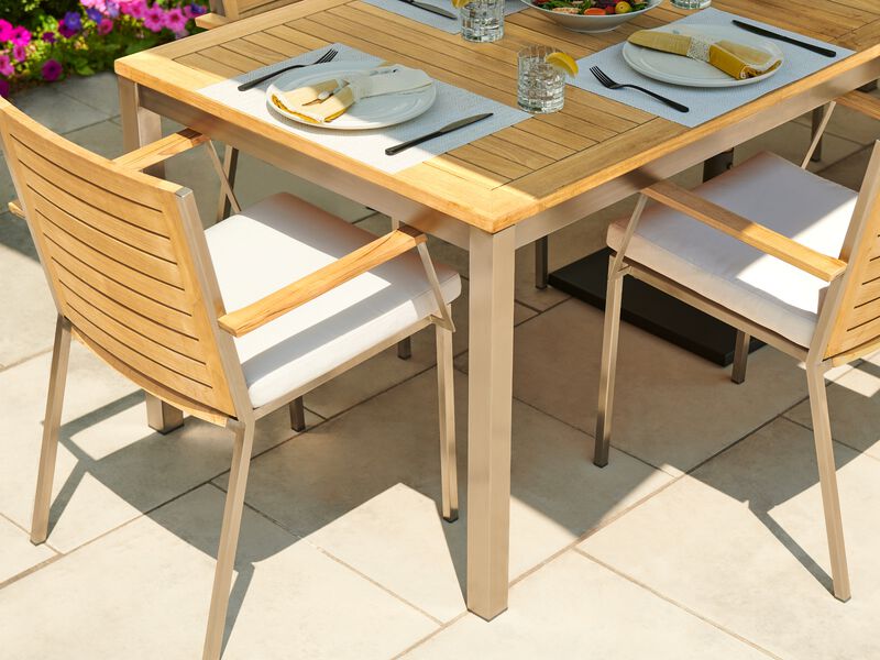 Monterey 6 Seater Dining Set with 96 in. Table - Aluminum and Teak